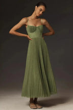 Isabella | Plissiertes Tüll-Midikleid