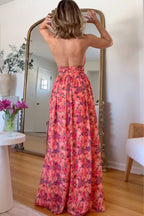 Isa Luna | Rückenfreies Maxikleid mit Blumenprint